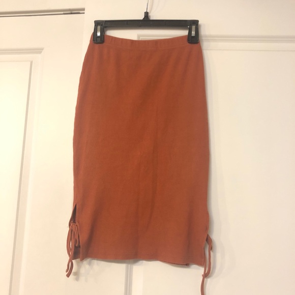 Orange Cotton Pencil Midi Skirt Size Small - Picture 5 of 13